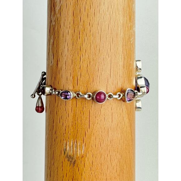 Amethyst Pink Tourmaline Indian Ruby Bracelet Adjustable 6" - 6.5" - Picture 8 of 8